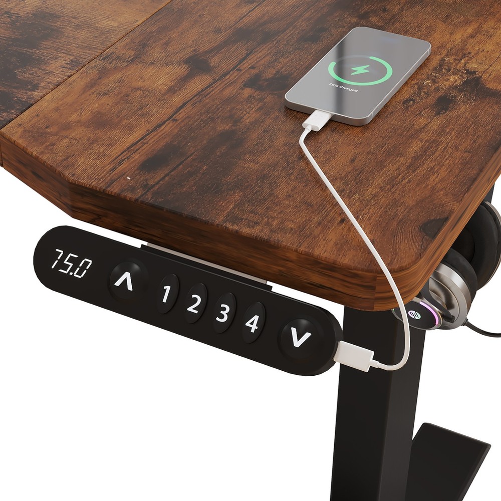 L-Shaped Height Adjustable Electric Standing Desk Computer Table With Type-C