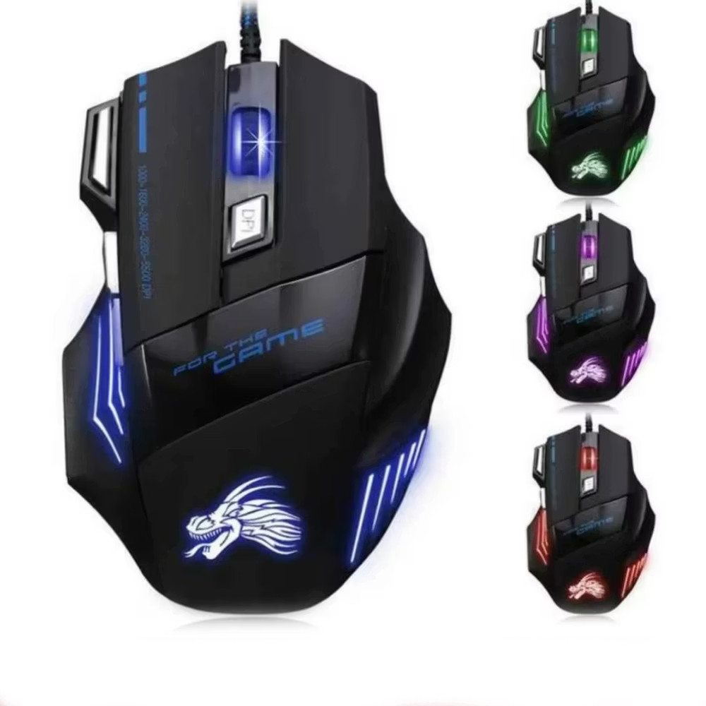 Gaming Mouse 7 Button USB Wired LED Breathing Fire Button 3200 DPI Laptop PC