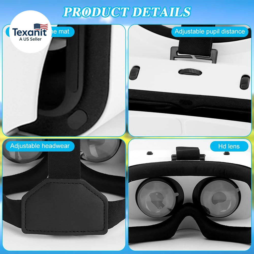 Virtual Reality Goggles, 3D VR Glasses Adjustable VR Virtual Reality Headset wit