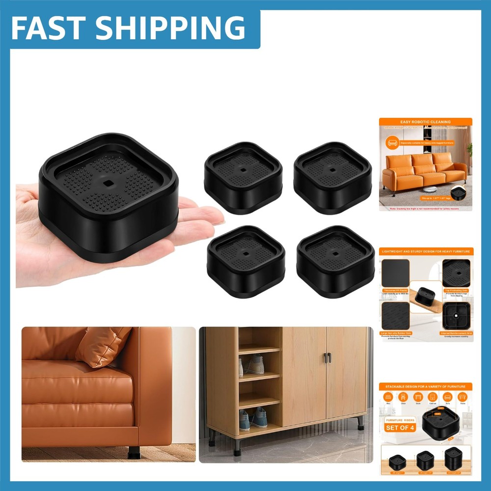 Adjustable 4 Pack Bed Risers - Heavy Duty Stackable Furniture Elevators (1-3 in)