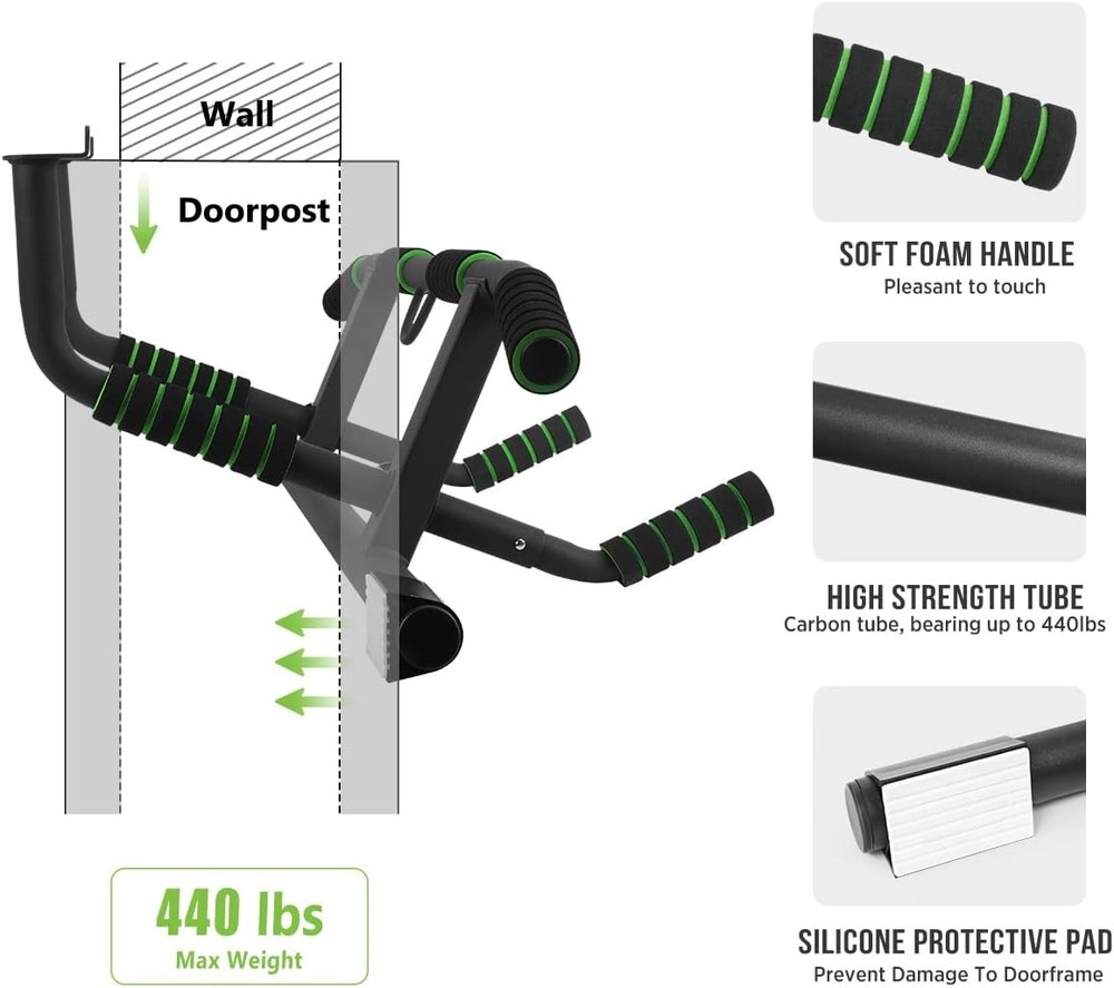 Doeplex Multi-Grip Pull-Up Bar with Smart Hook Technology
