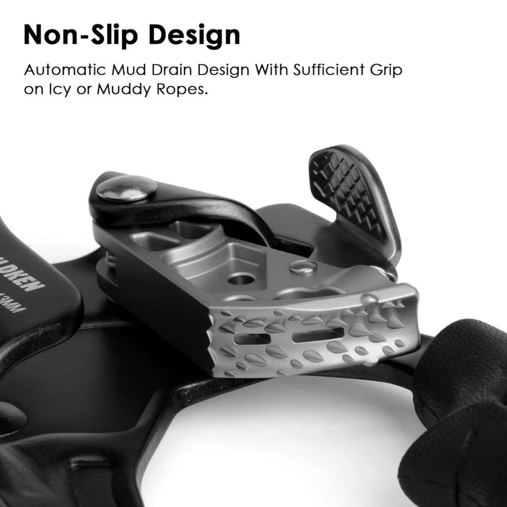 Black Safty Right Hand Ascender Multiple Holes Rock Climbing Ascender Outdoor