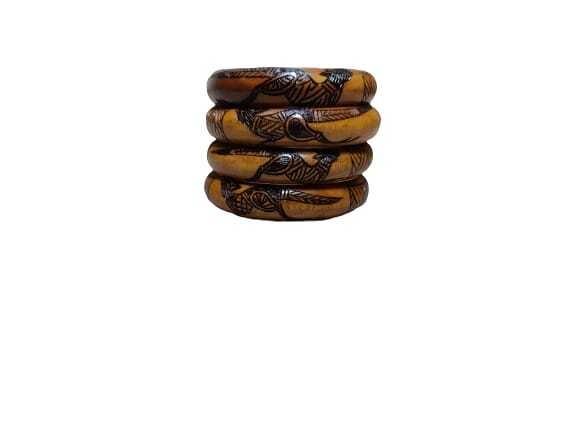 Wooden Bangle - Aboriginal Burnt Art