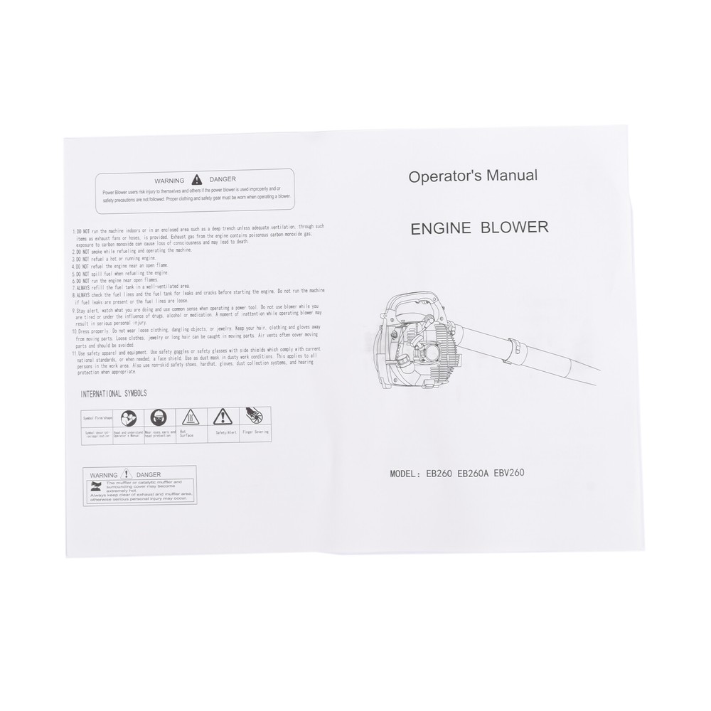 EB260 Handheld Leaf Blower 0.75 KW 2-Stroke Maximum Speed 7500r/min 26CC Engine