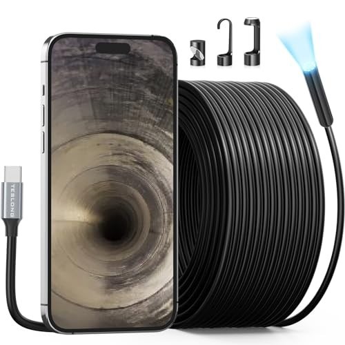 50FT USB-C Borescope Camera with Light for iPhone & Android - Waterproof Endosco