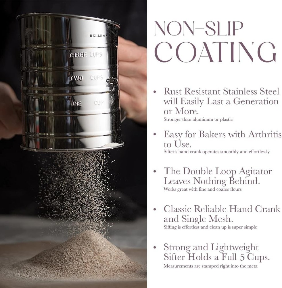 Compact 5 Cup Flour Sifter for Precision Sifting