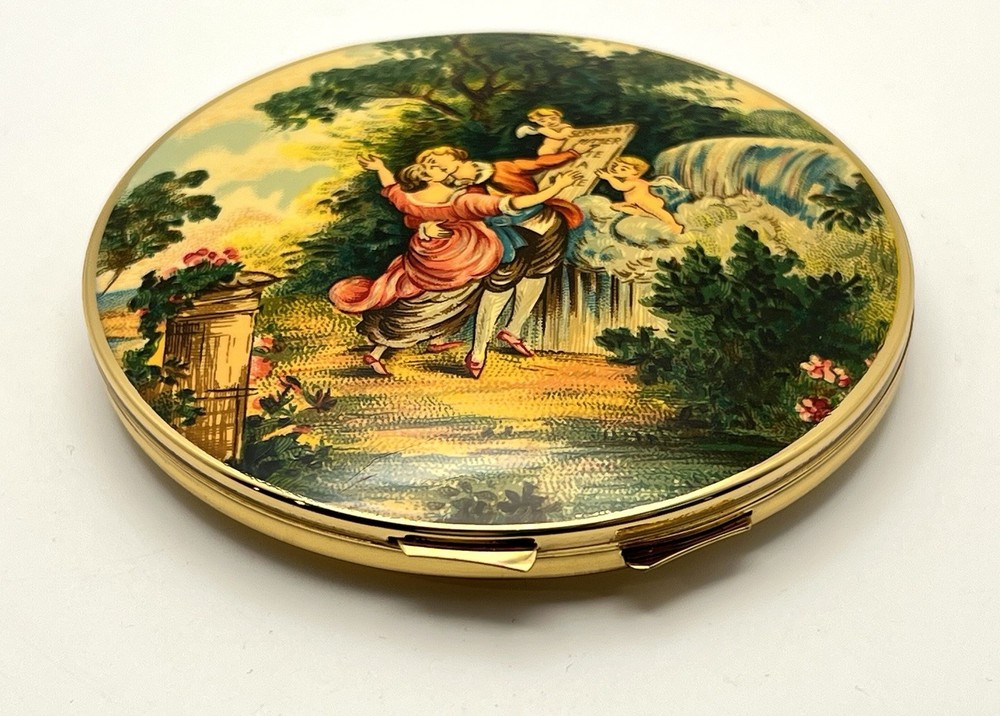 Stratton Victorian Cupid Scene Compact Mirror Made in England
