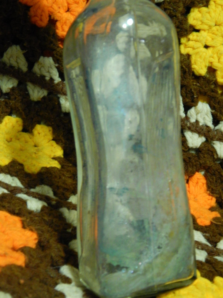 Vintage 'Old Witch' Embossed 2 Sides Indented/Ribbed 7.5'' Bottle Empty