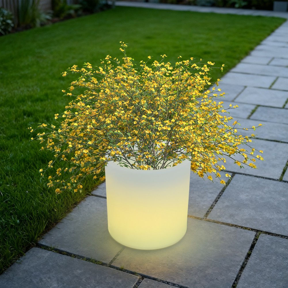 Cylinder LED Planter Pot Light, Rechargeable LED Flower Pot Light with Remote