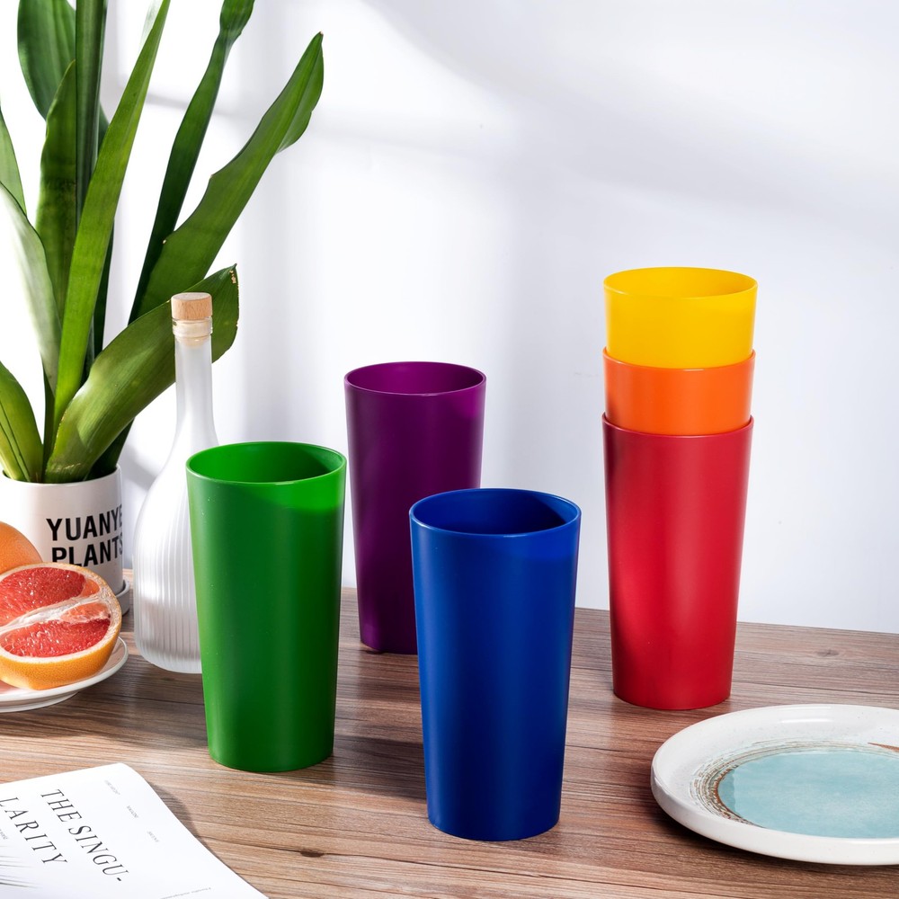 ZAINCA 26-ounce Plastic Drinking Glasses Stackable 26 oz, Mixed-Color
