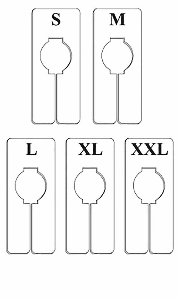 36 Rectangular Size Divider Hangrail Variety Pack 5” x 2” BLANK, S, M L XL XXL