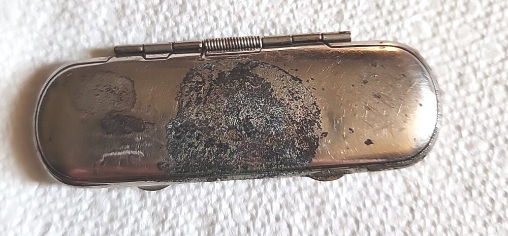 Vtg. Silver Velvet Lined Matchbox