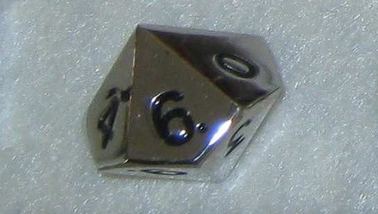 Metal dice die, d10 (Silver Color)