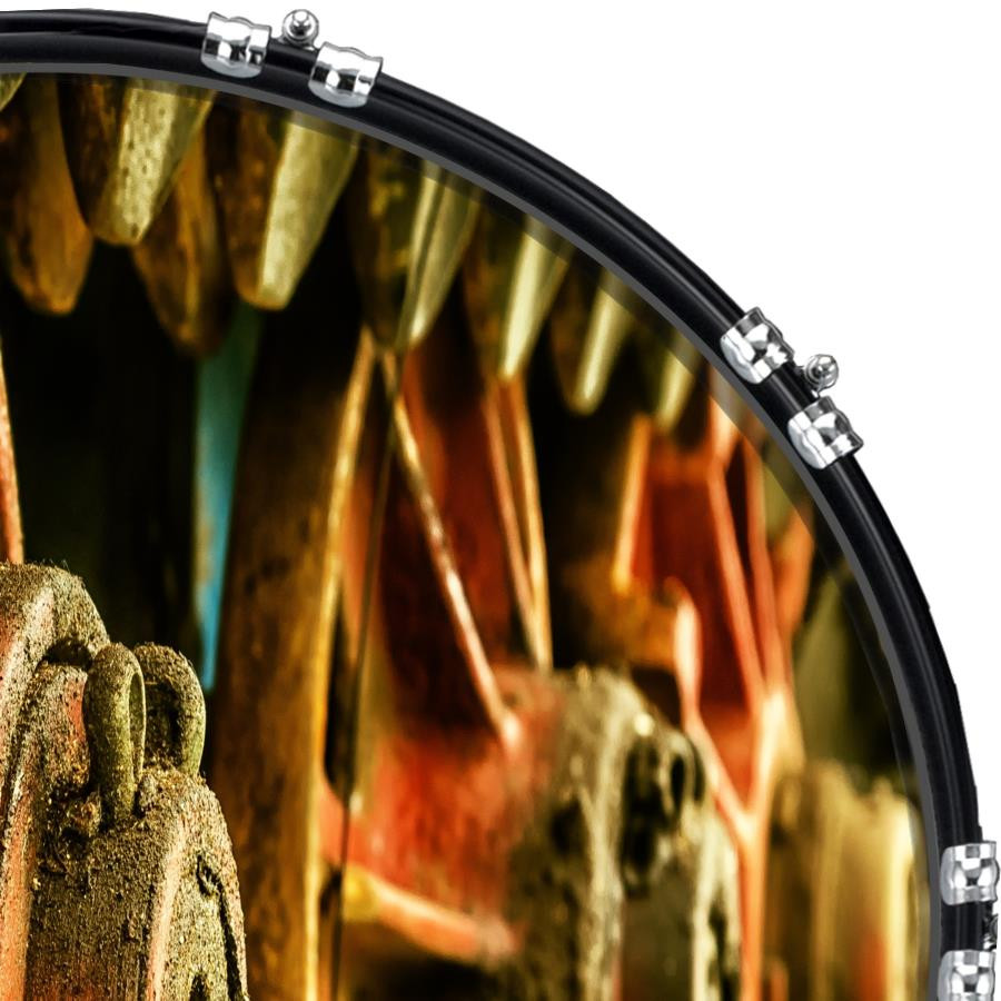 20" Custom Bass Kick Drum Front Head Graphical Graphic Rusty Wheels