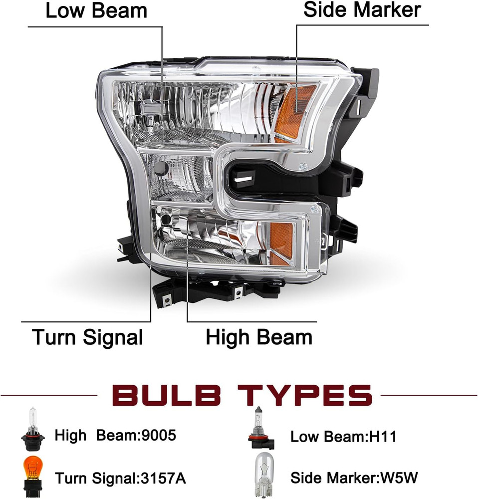 Factory OE Style Headlight Assembly Replacement for 2015 2016 2017 Ford F150 Hea