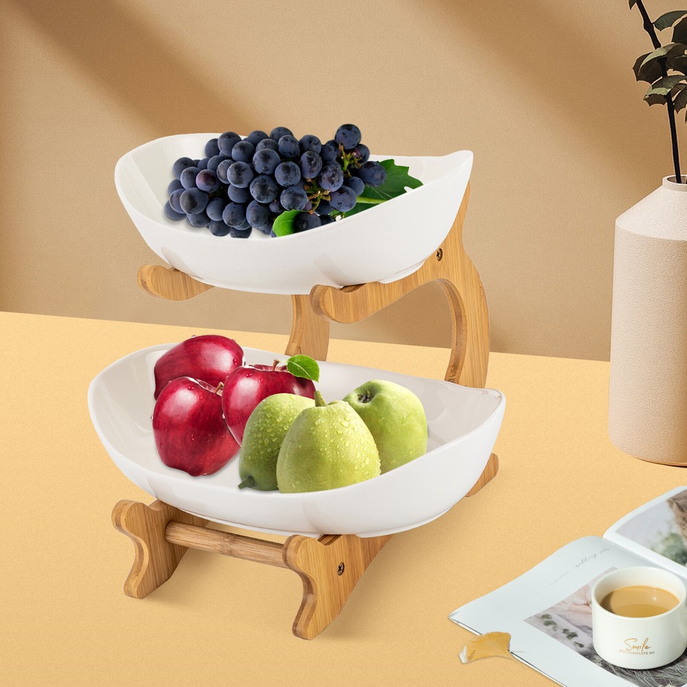 Detachable Fruit Basket Rack Ceramic Bread Vegetable Bowl Stand Fruit Holder NEW
