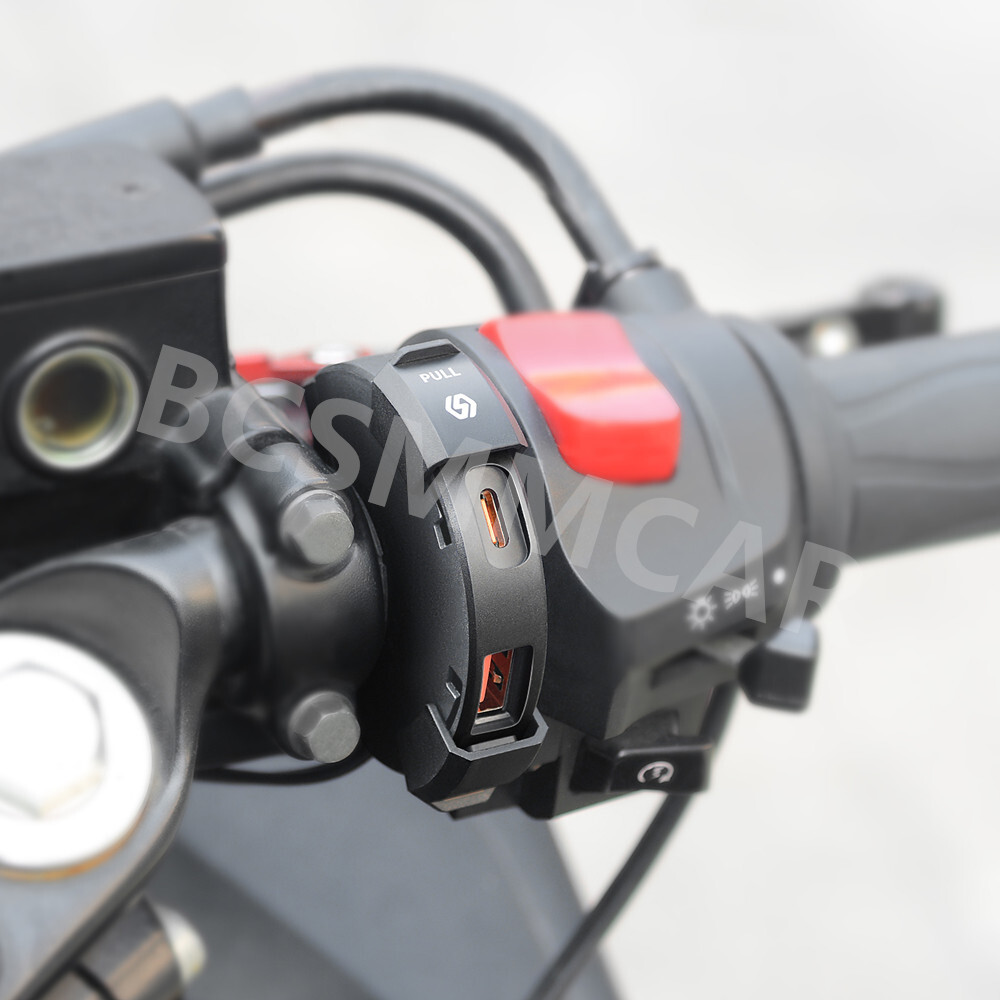 Fast Charging Motorcycle Phone Charger USB Type C Power Adapter Handlebar Mount
