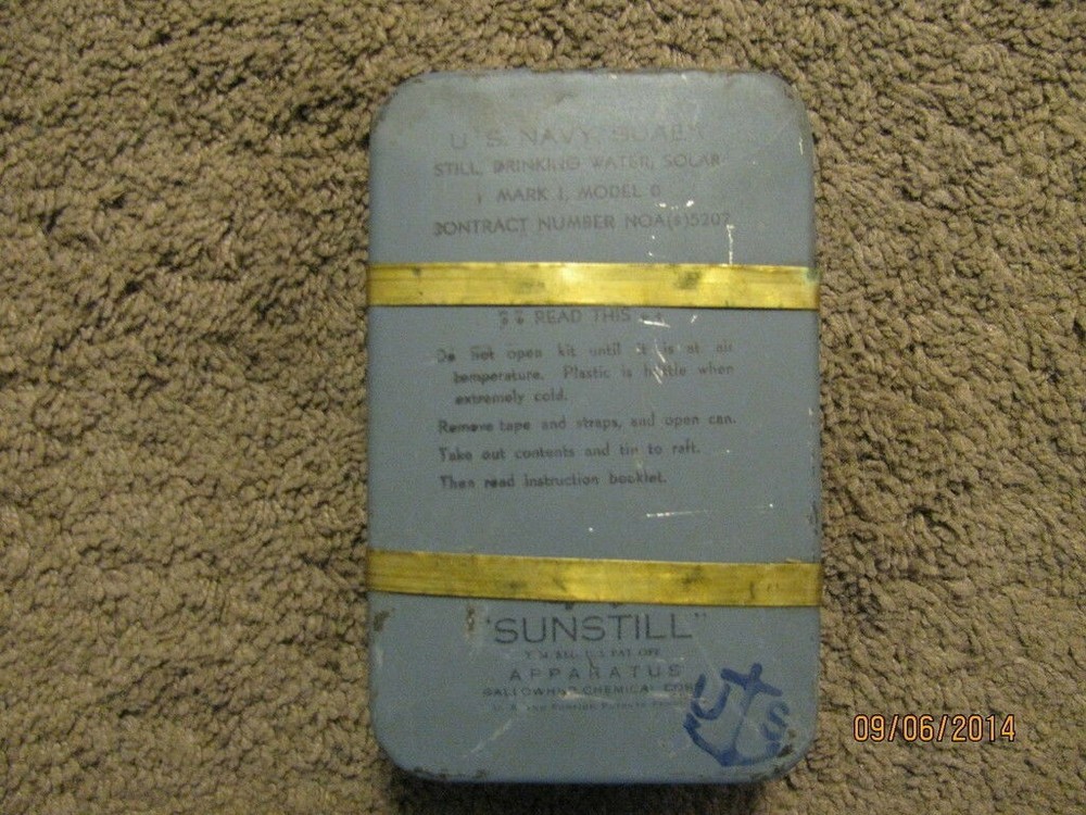 U.S. Navy, Still, Drinking Water, Solar, Mark I, Model 0, WWII, NOS