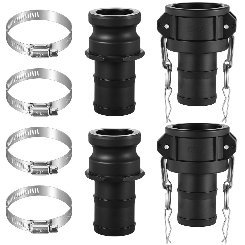 2 Sets 2 Inch Type C & E Polypropylene Camlock Hose Fitting Kit Industrial