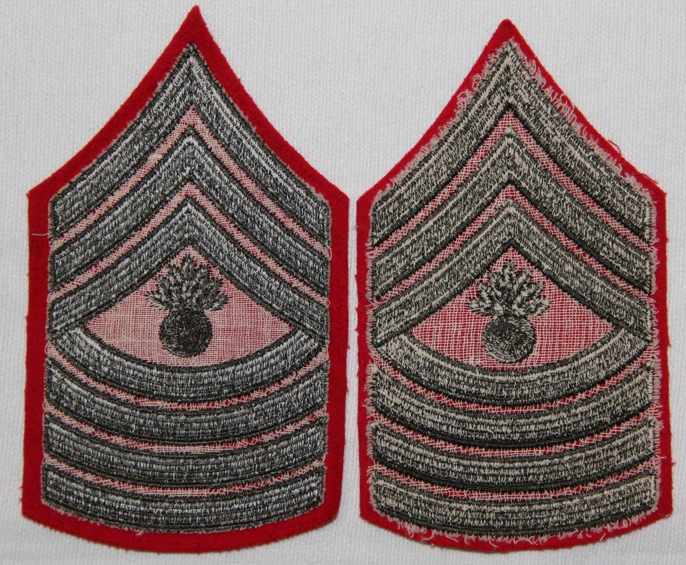 PAIR OF USMC E-9 MASTER GUNNERY SERGEANT CHEVRONS, STRIPES