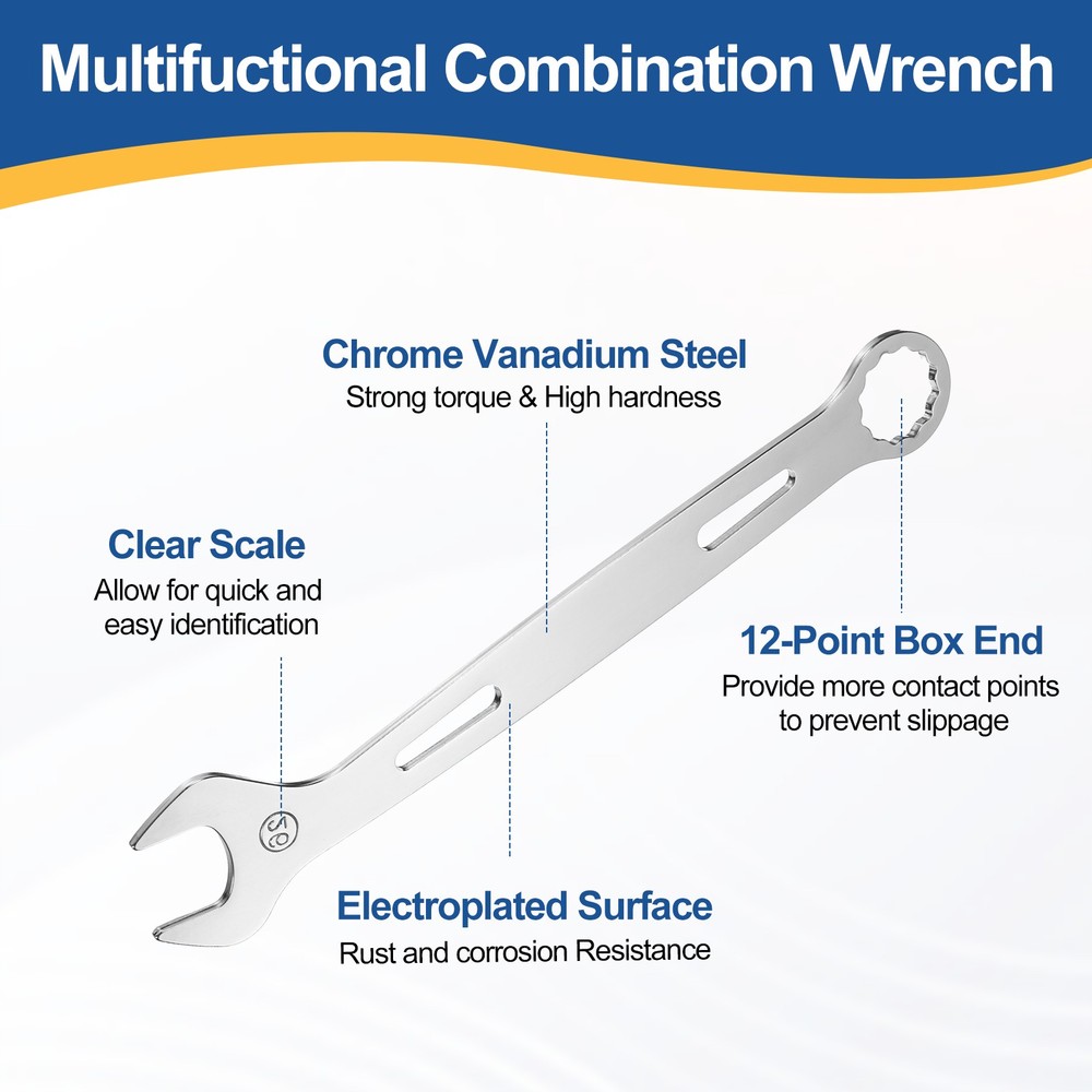 26mm Combination Wrench Thin Metric 12-Point Box and Open End Spanner