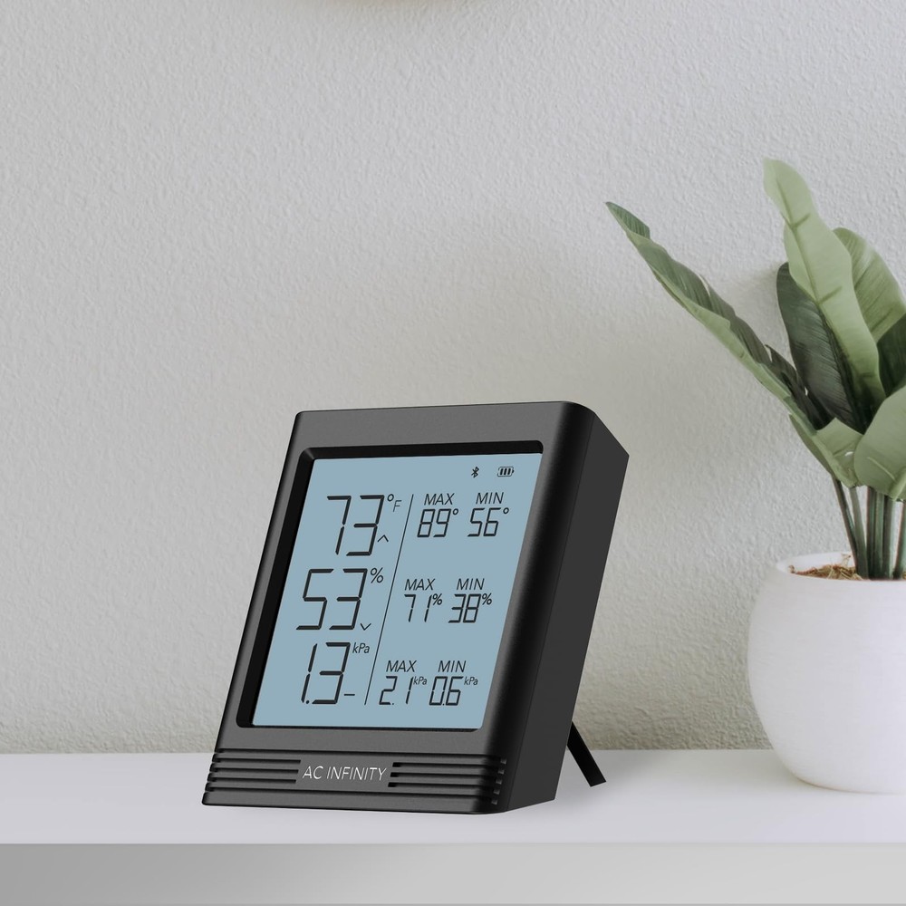 AC Infinity Temperature Humidity VPD Smart Hygrometer B2 with LCD Black