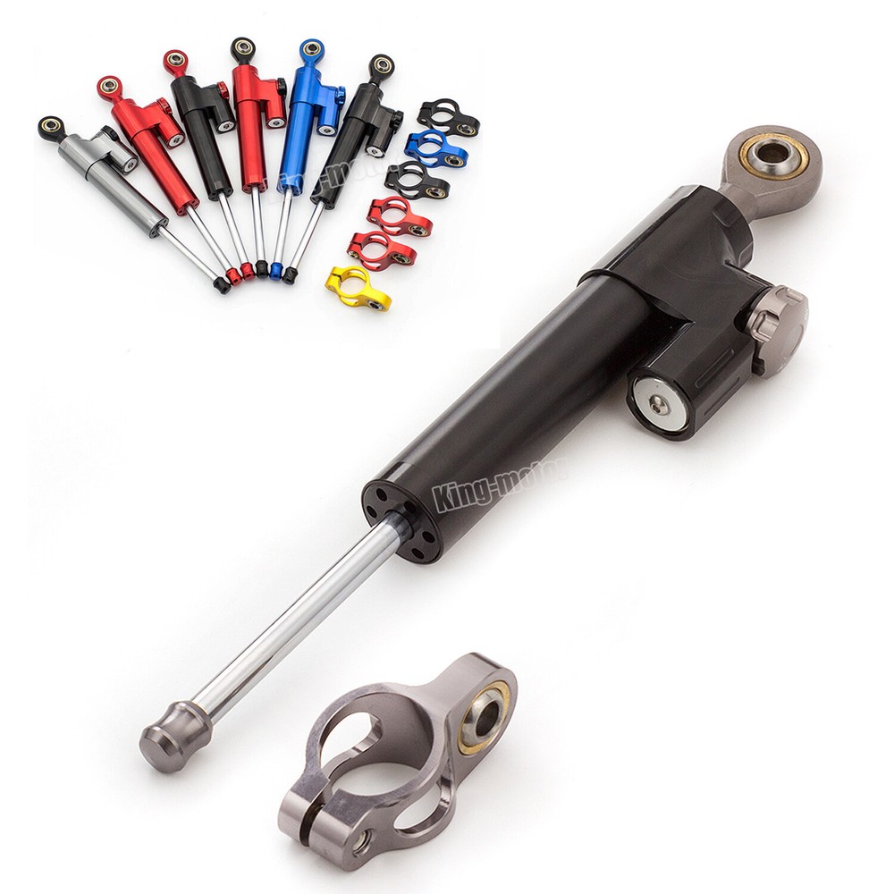 Motorcycle Universal CNC Adjustable Steering Damper Stabilizer Safety Black&Gray