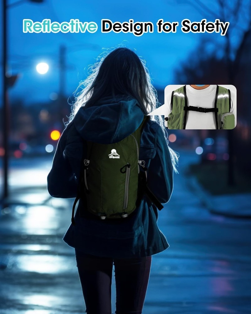 Small Hiking Backpack with Front Phone Holder, Packable Back pack Olivegreen-