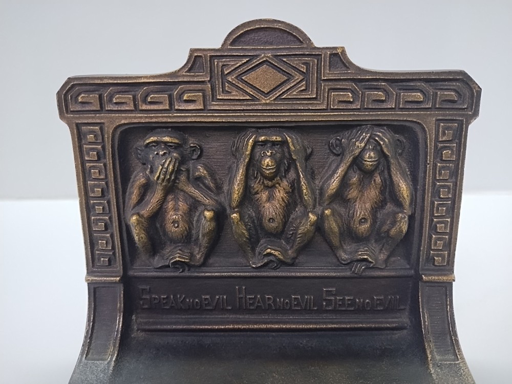 antique bradley & hubberd three monkeys bookend