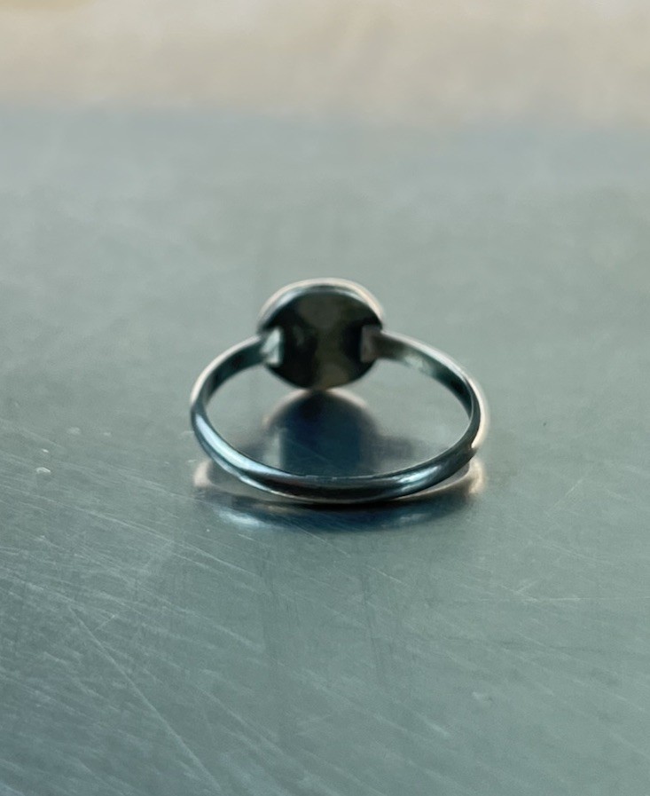 Zuni Sterling Silver Cross & Turquoise Ring, Size 4.5