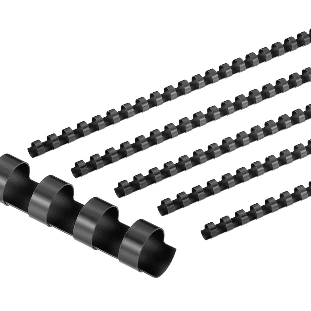 100Pcs 12mm (1/2") Plastic Binding Combs 90 Sheet Capacity 21 Rings, Black