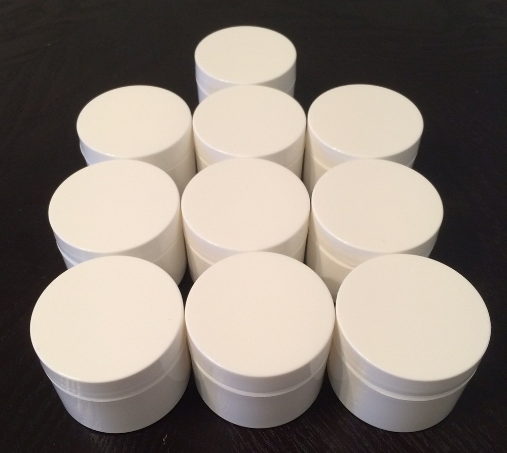 Plastic White Polypro  Double Wall Jar with White Lined Cap  0.5  oz., 1 oz.