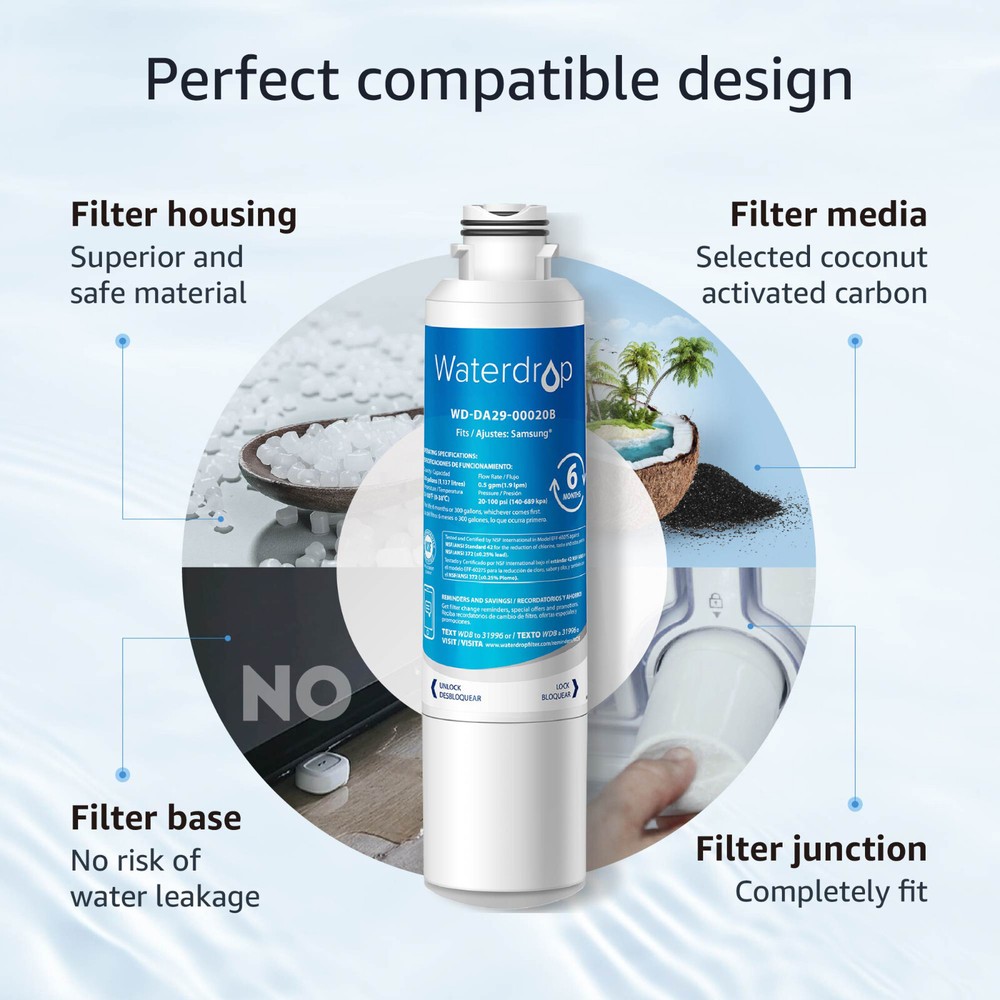 Waterdrop DA29-00020B Refrigerator Water Filter, Replacement for Samsung HAF-CIN