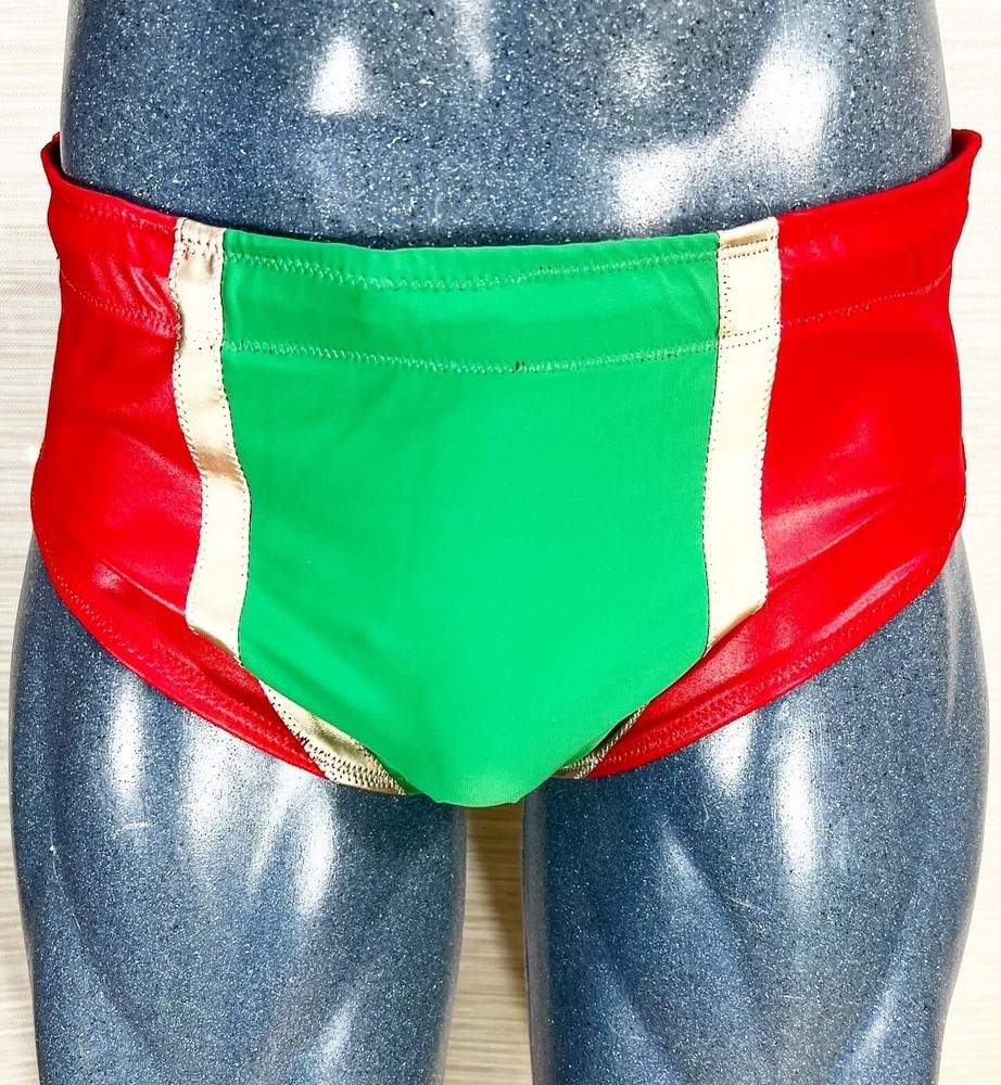 Pro Wrestling Trunks Green W. Red XL
