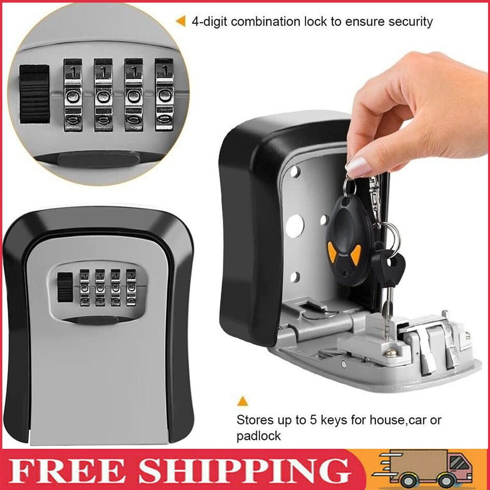 4 Digit Combination Key Lock Box Wall Mount Safe Security Storage Case Organizer