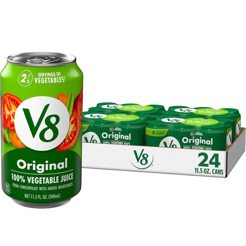 V8 Original 100% Vegetable Juice 11.5 fl oz Cans 24 Pack Bulk Case