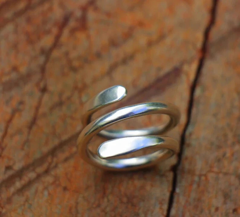 925 Sterling Silver, Solid Silver, Band Ring, Unisex, Wrap Ring