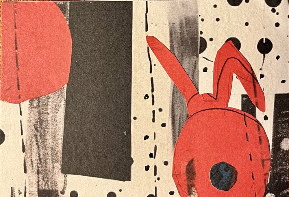 Red  Abstract Bunny Trading Card