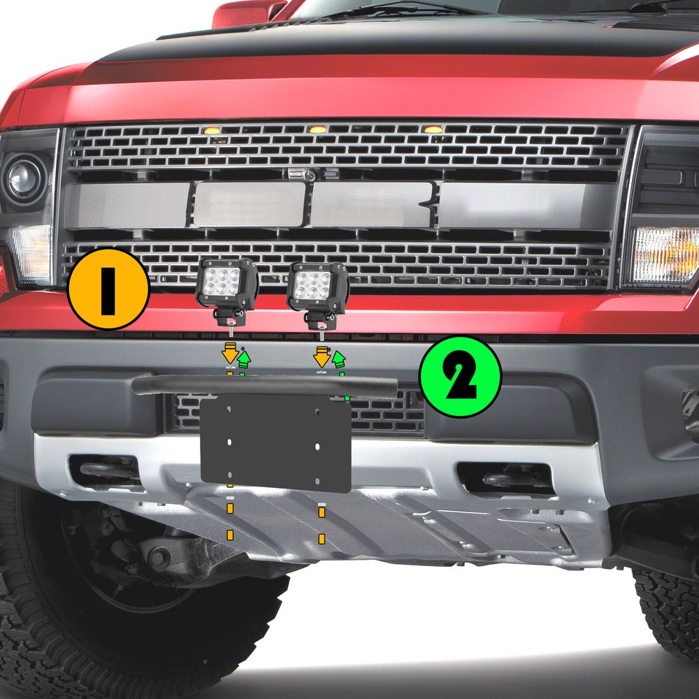Bull Bar Front Bumper License Plate Off-Road LED Work Light Mount Bracket Holder