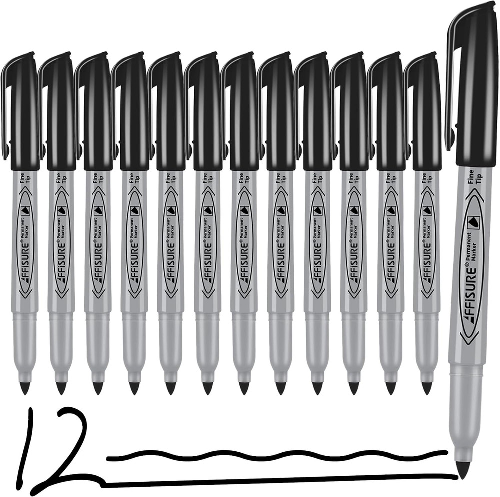 Permanent Markers, 12 Packs Permanent Markers Bulk, Quick Drying in One Second,