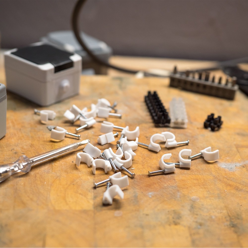 PE Cable Clip Nail Space Saving Clamp 12mm/White/100 Pcs