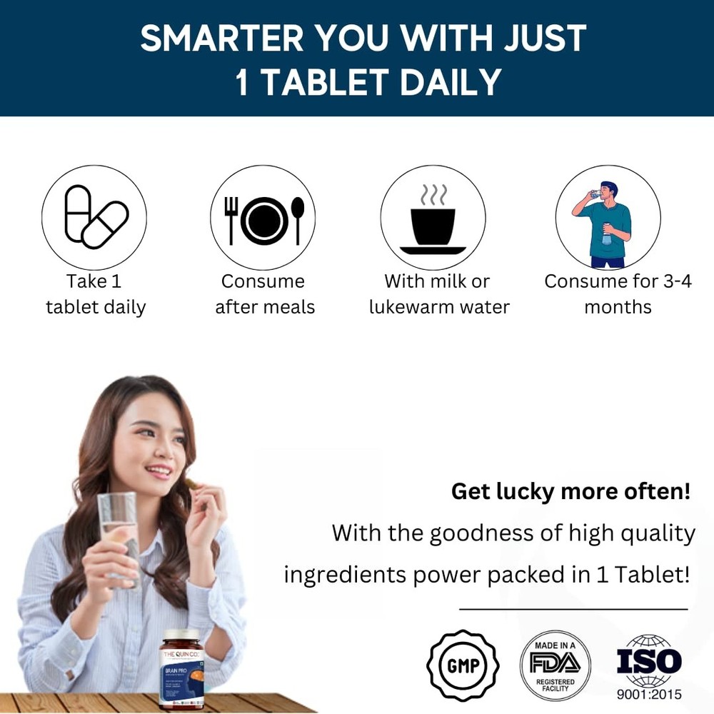 Brain Pro Herbal Nootropic Memory Focus Capsules 60 Count