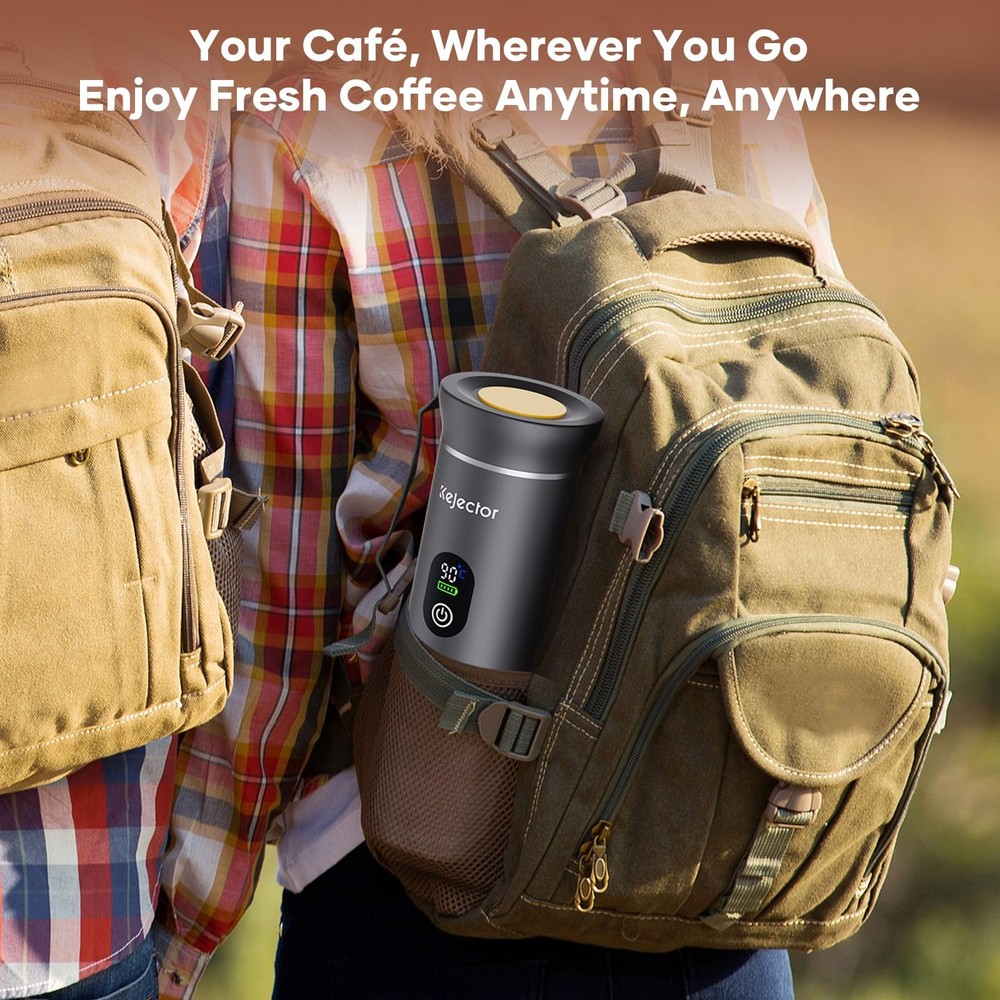 Portable Coffee Maker Espresso Machine Small Electric Battery Gray, Gray