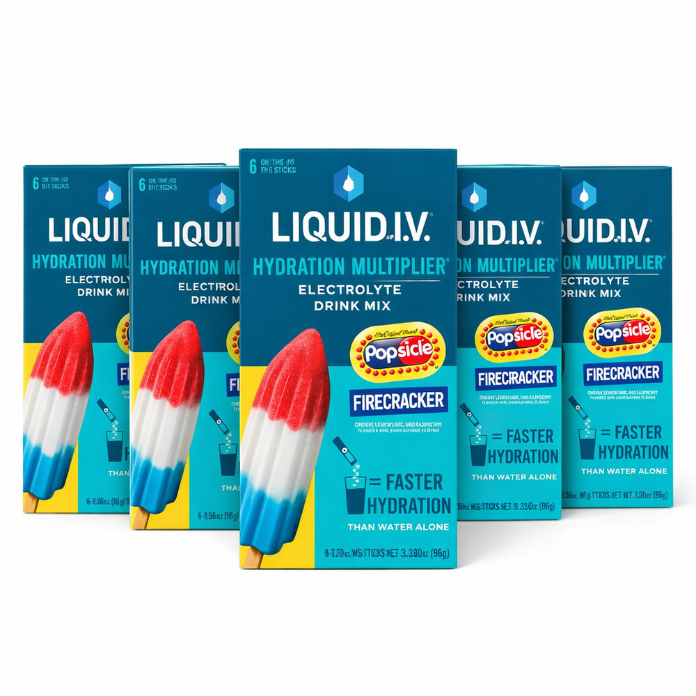 Liquid I.V. Electrolyte Drink Mix Popsicle Firecracker 30 Sticks Hydration