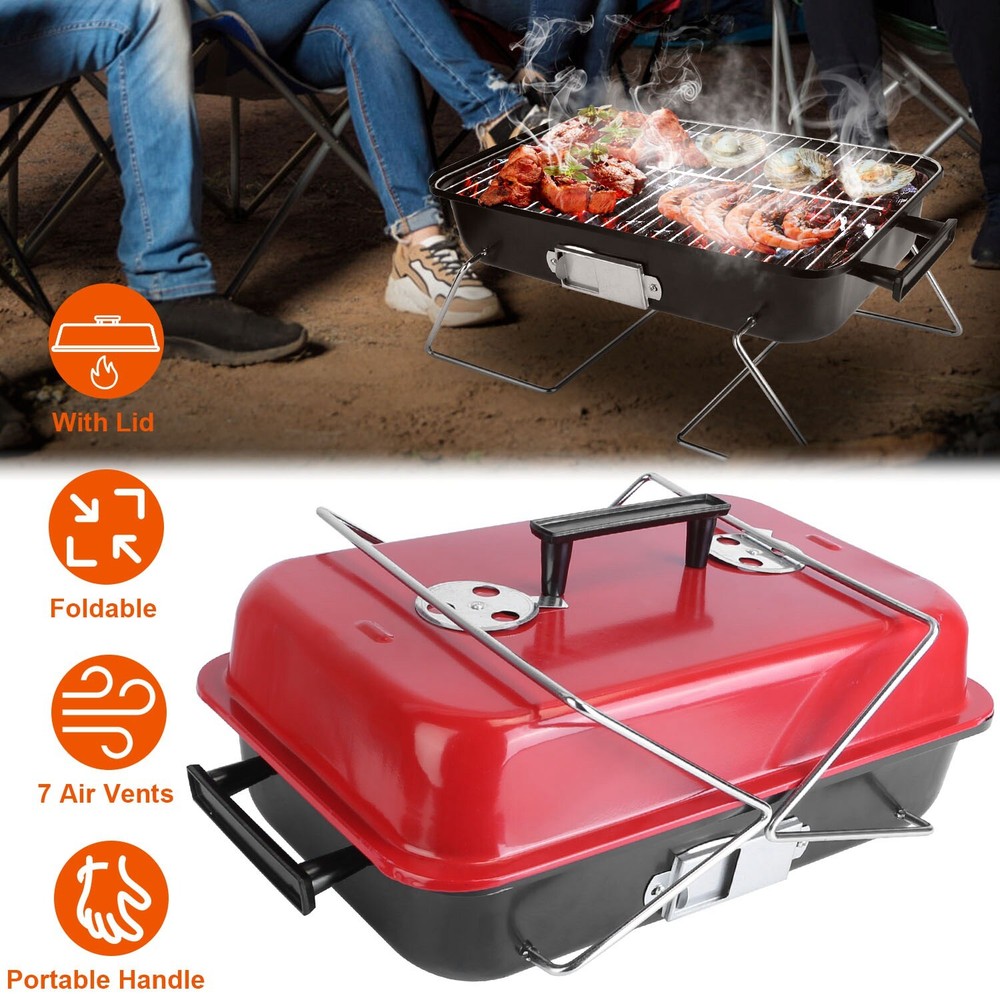Tabletop Grill W/ Portable Design &Charcoal Cooking Efficient Backyard BBQ