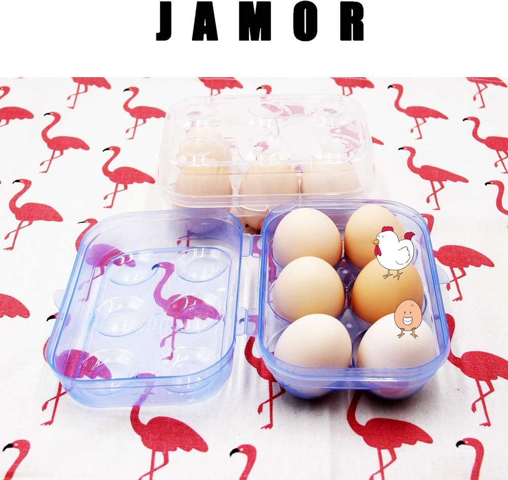 JAMOR 6 Grid Egg Storage Box Refrigerator Crisper Protection Blue
