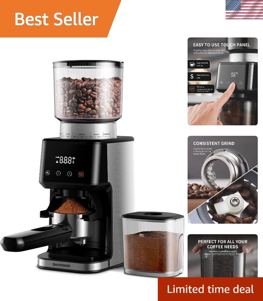 Stainless Steel Espresso Grinder with Anti-Static Design & 51 Precise Settings