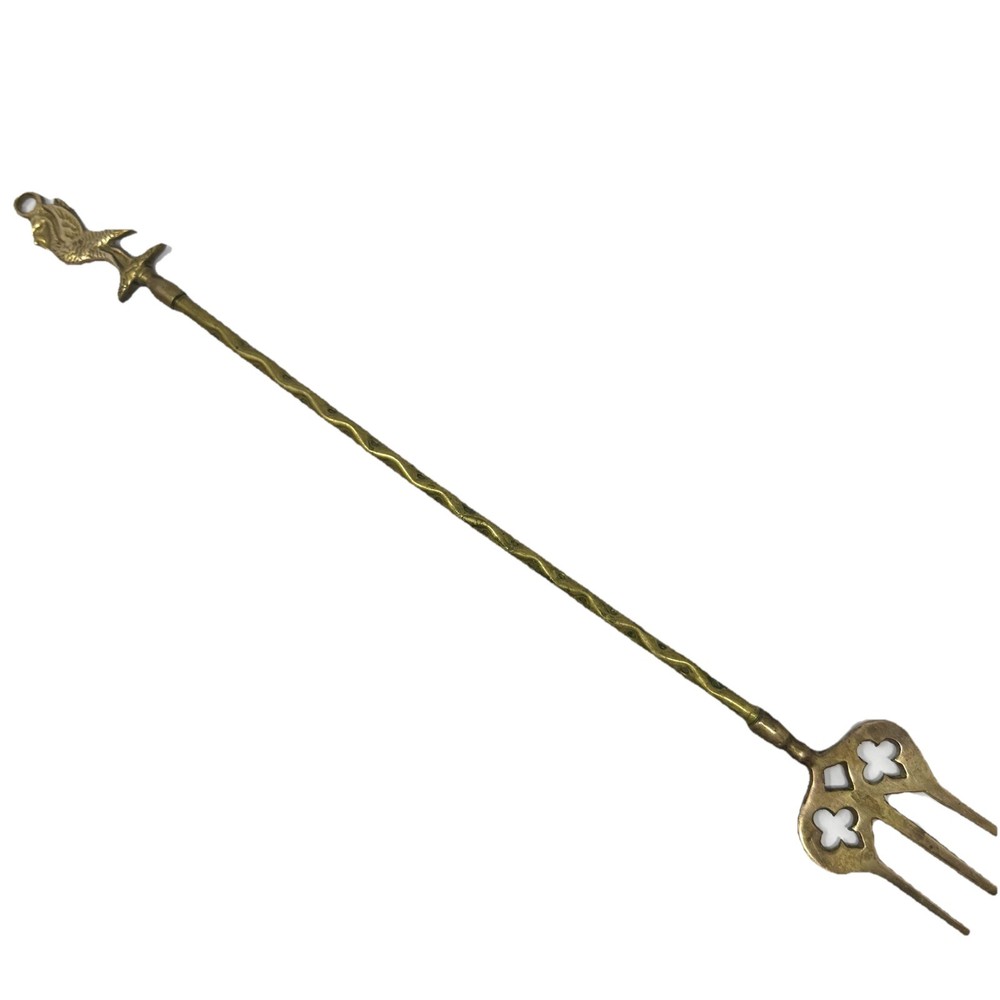 Vintage Brass Fireplace Toasting Fork Duck Design 20”