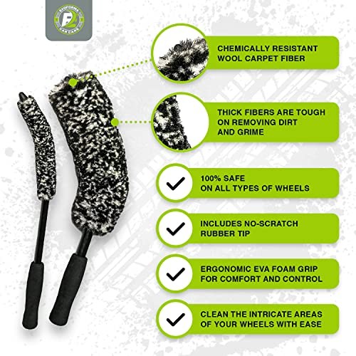Bendable Brush Set - Unique Adjustable 2-Piece Wheel Brush Set Cleans Black