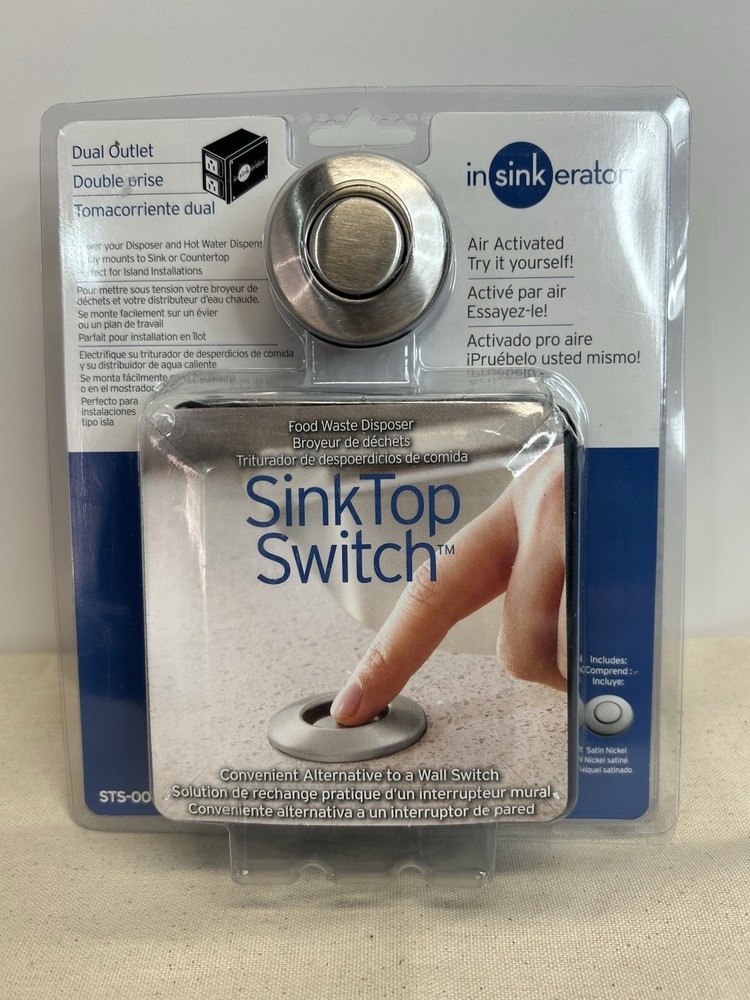 InSinkErator STS-OOSN SinkTop Satin Nickel Button Dual Outlet Switch New Sealed